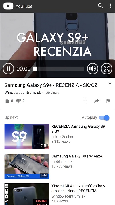Youtube aplikacia pre Windows 10 Mobile