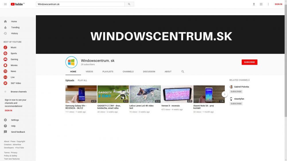 Youtube aplikacia pre Windows