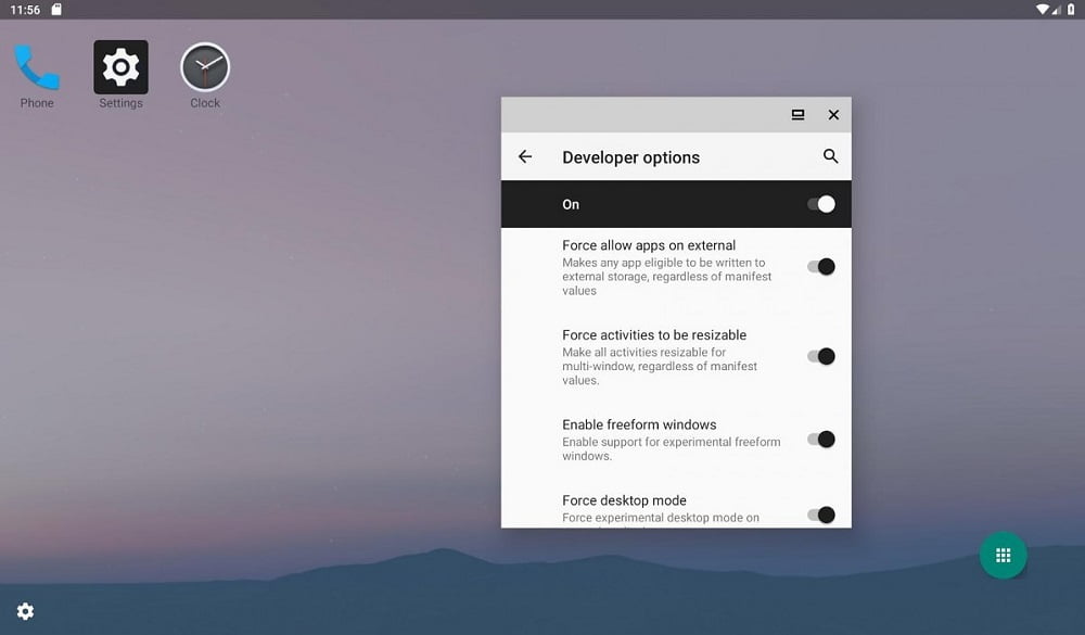 Android Q rezim pocitaca