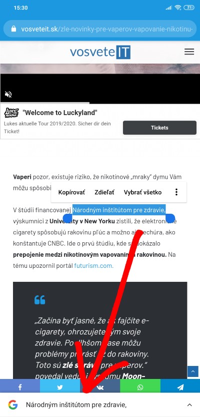 Tipy a triky v mobilnej verzii Google Chrome - vyhladavanie v google_2