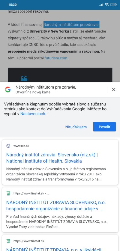 Tipy a triky v mobilnej verzii Google Chrome - vyhladavanie v google_3