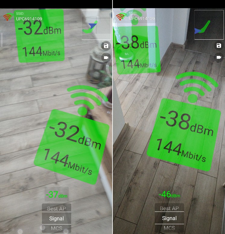 WiFi AR - sila signalu