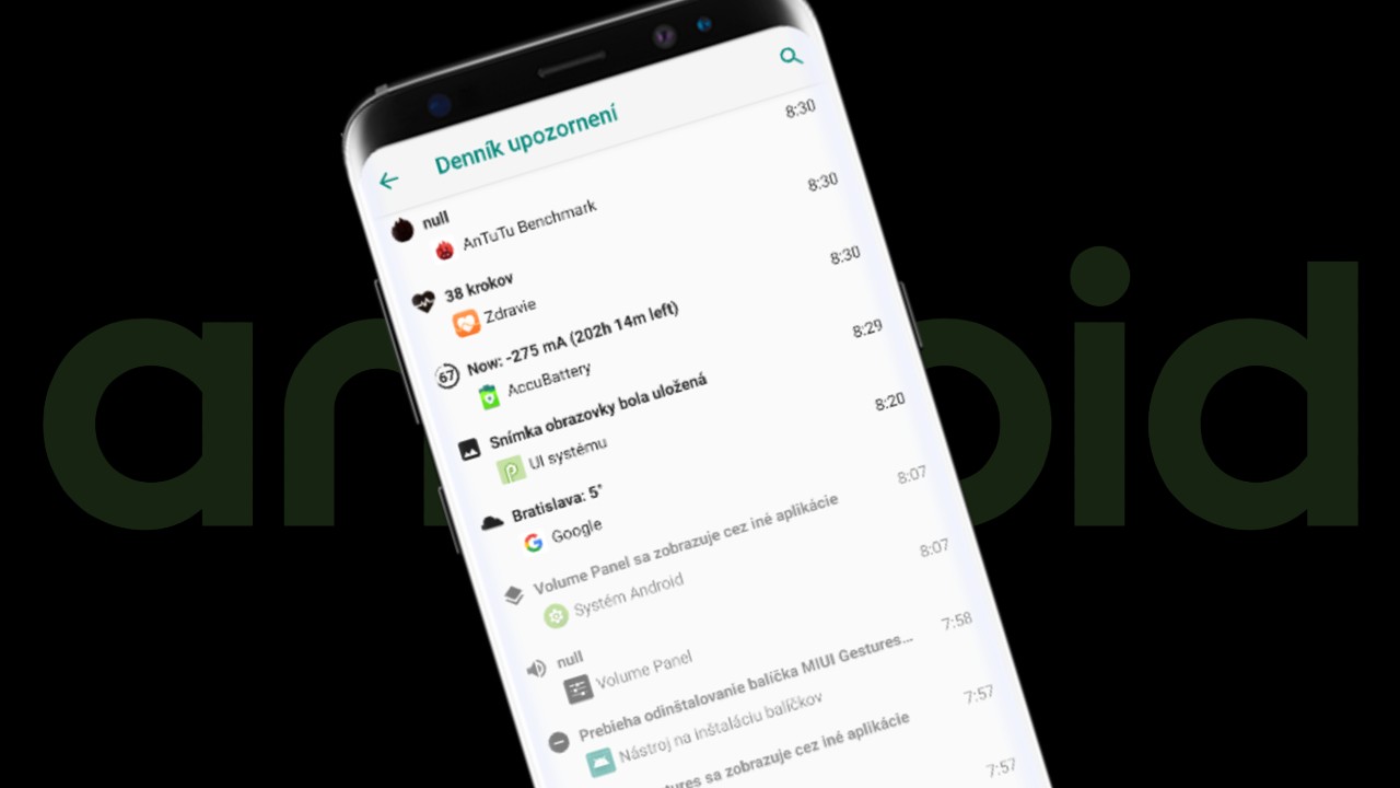 Dennik upozorneni Android