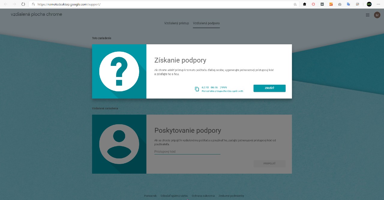 Remote_desktop_vygenerovanie kodu