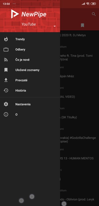 Youtube_New Pipe aplikacia_3