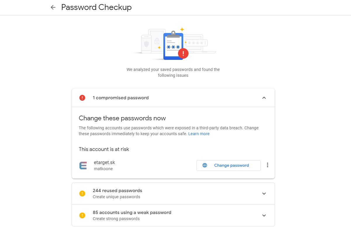 kontrola hesiel pomocou prehliadaca Google Chrome