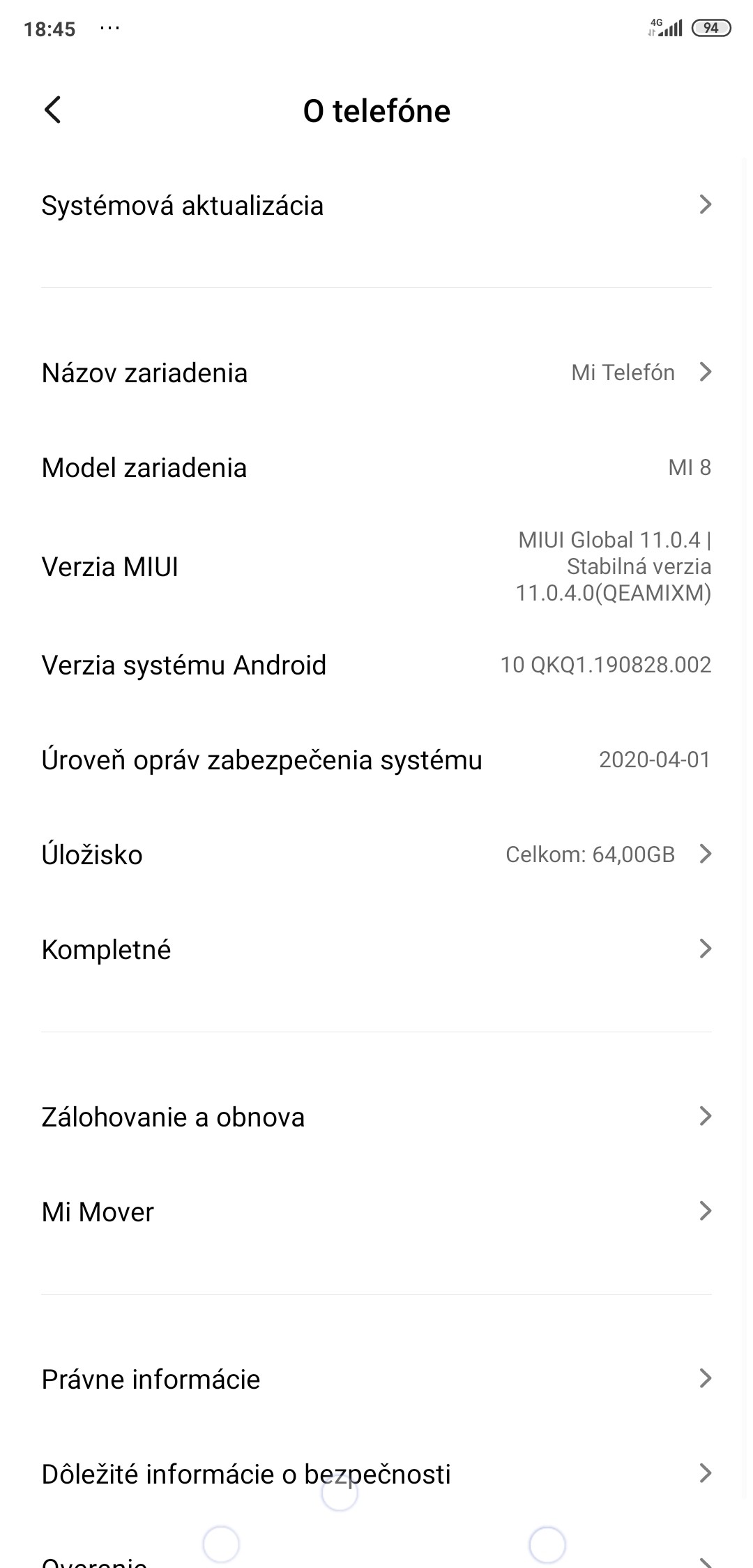 Servisne menu Xiaomi_1