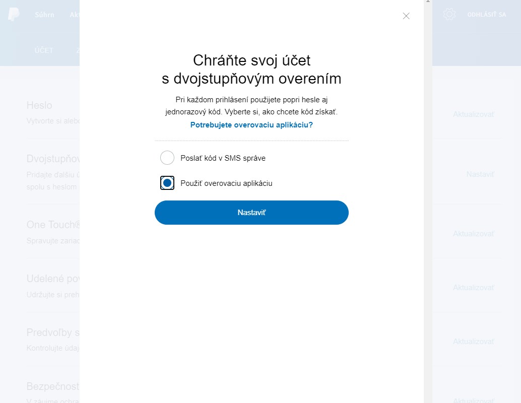 dvojstupnova autentifikacia_paypal