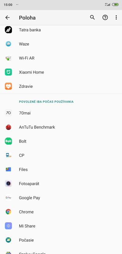 aplikacie ktore pristupuju k polohe len obcasne