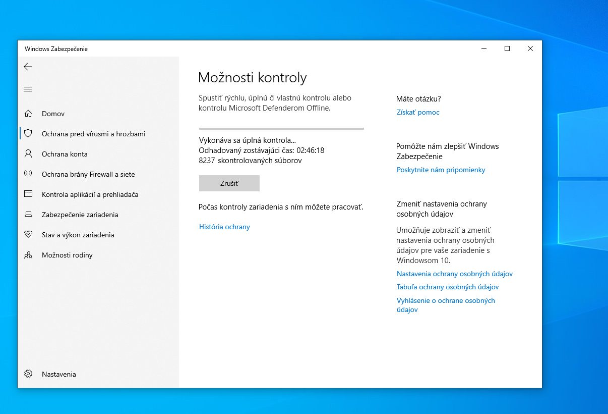 Windows Defender_moznosti kontroly