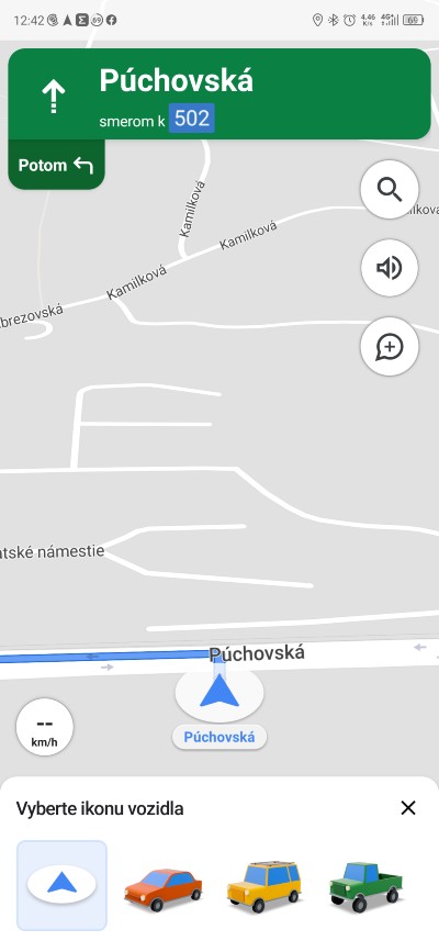 Google Mapy_zmena sipky na iny automobil_1