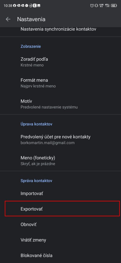 ako exportovat kontakty navod_1