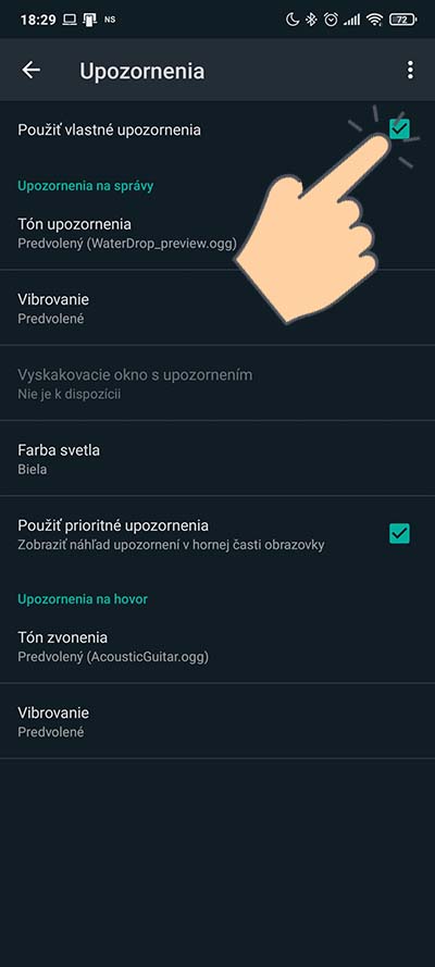 Zmena tonu upozornenia na konkretnu konverzaciu_2