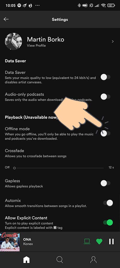 prepnutie Spotify aplikacie do rezimu Offline_2