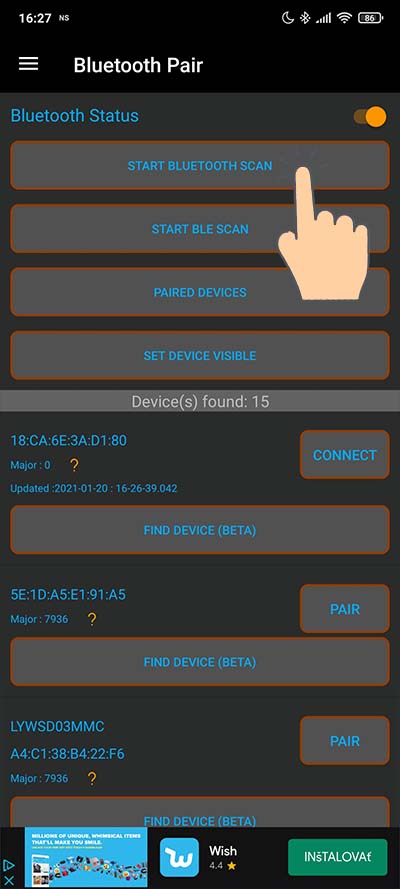 vyhladanie bluetooth zariadeni pomocou aplikacie tretej strany
