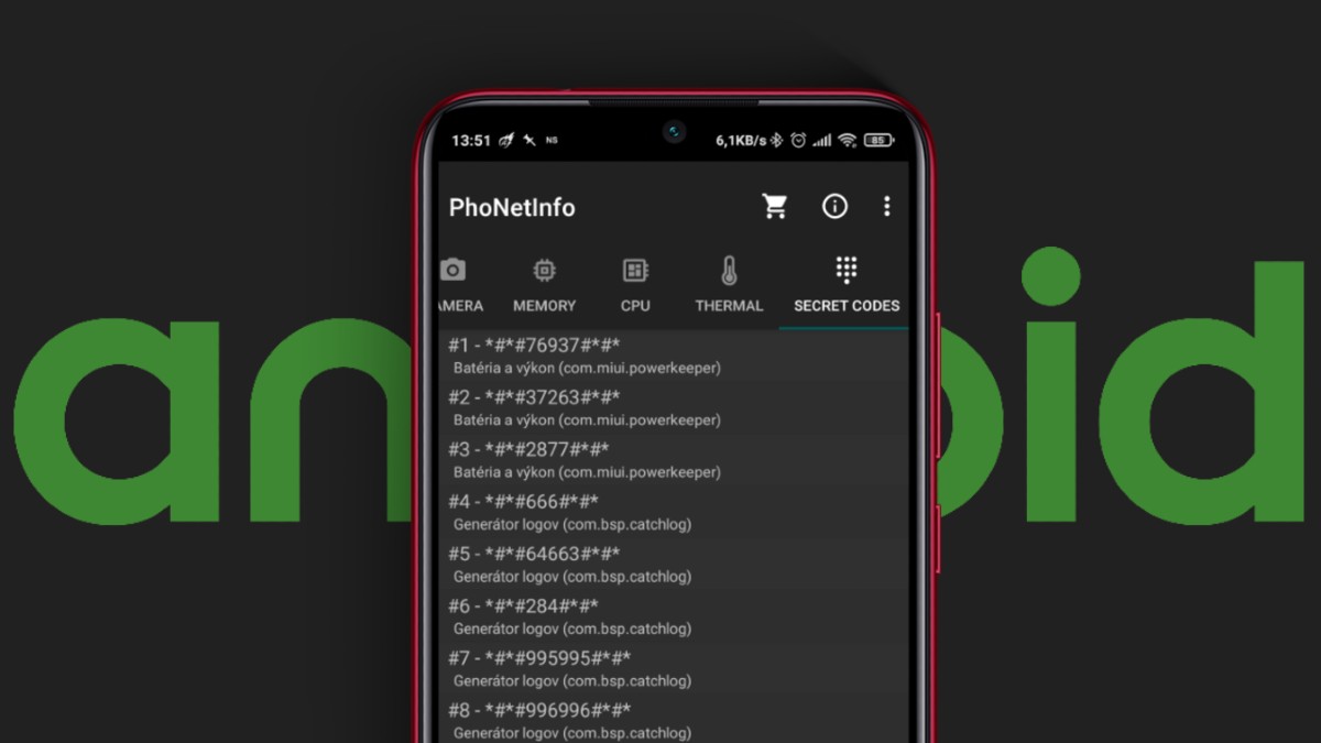 Android skryte kody
