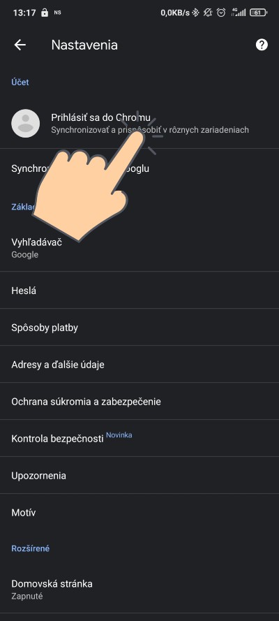 Chrome_nastavenie synchronizacie PC a smartfon_1