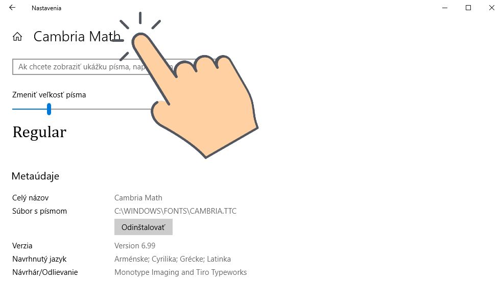Zmena pisma Windows 10_2