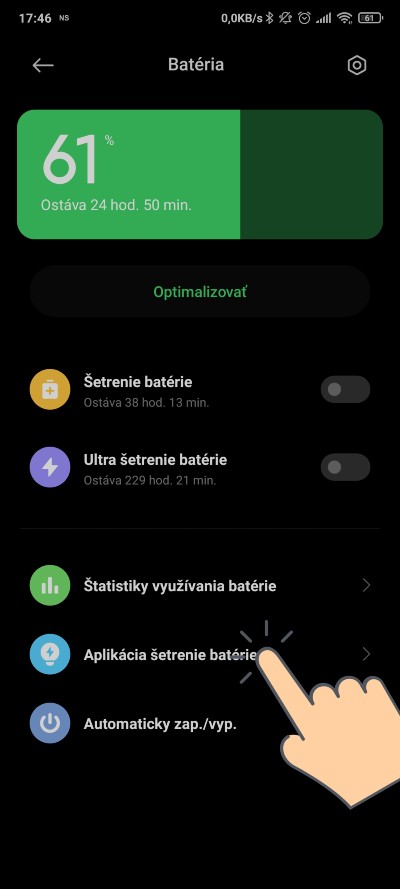 setrenie baterie aplikaciami