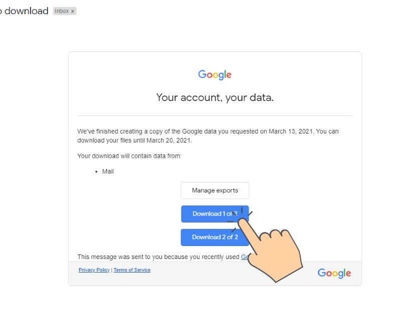 stiahnutie Gmail zalohy
