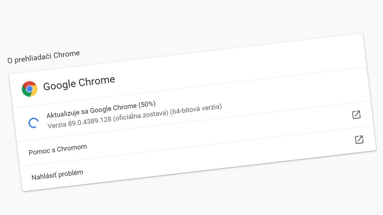 Aktualizacia prehliadaca Chrome