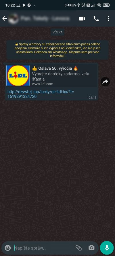 Scam spravA_lidl_whatsapp_1