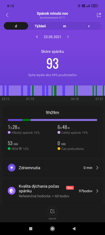 Mi Band 6 spánok tracker