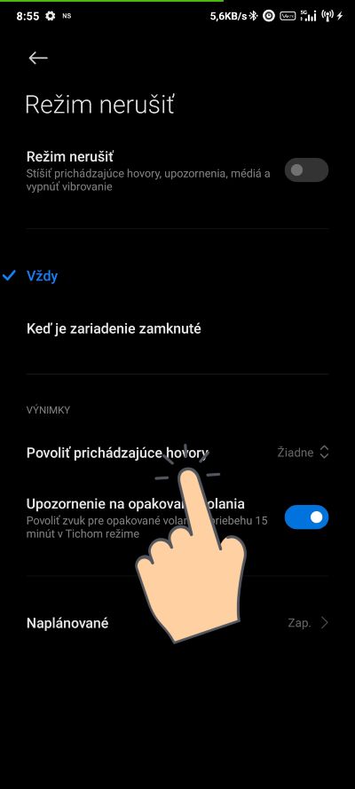 DND rezim vynimky