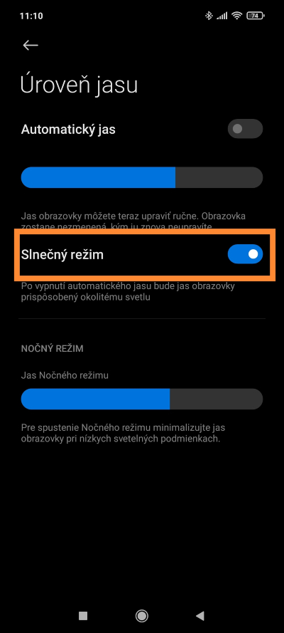 Slnečný režim Xiaomi