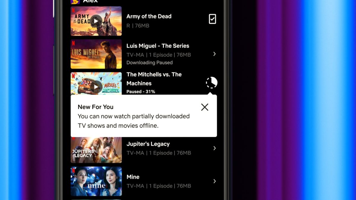 Netflix sledovanie video pocas stahovania