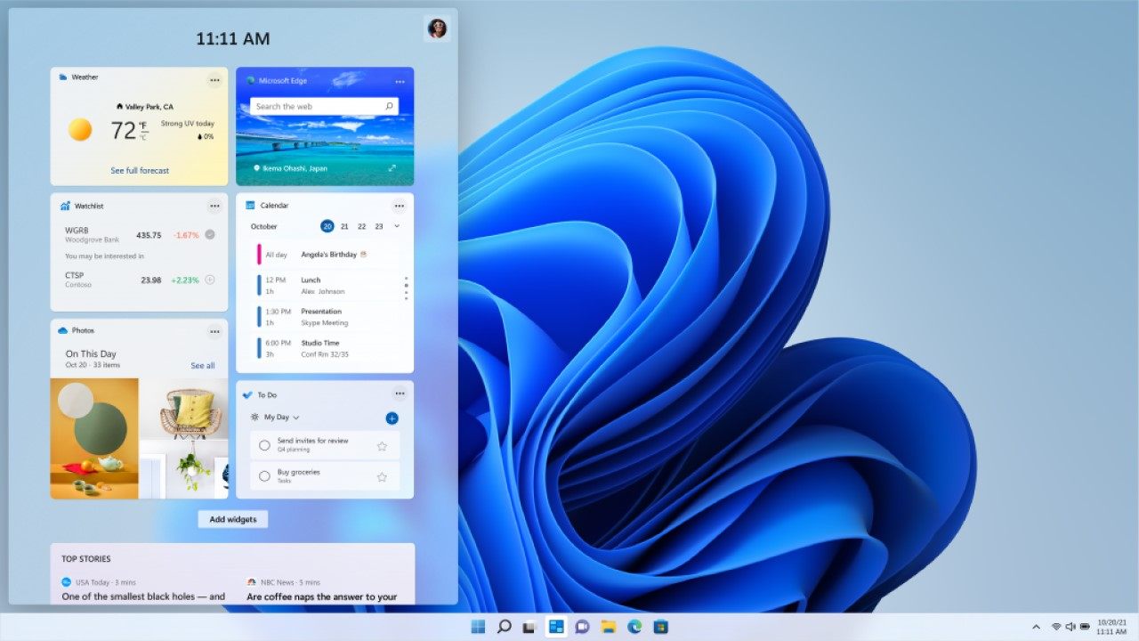 windows 11 widgety