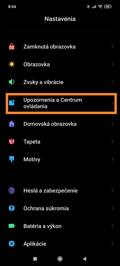 Android 11 Easter Egg Centrum ovládania Xiaomi