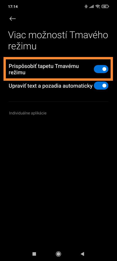 Tmavé snímky obrazovky Xiaomi