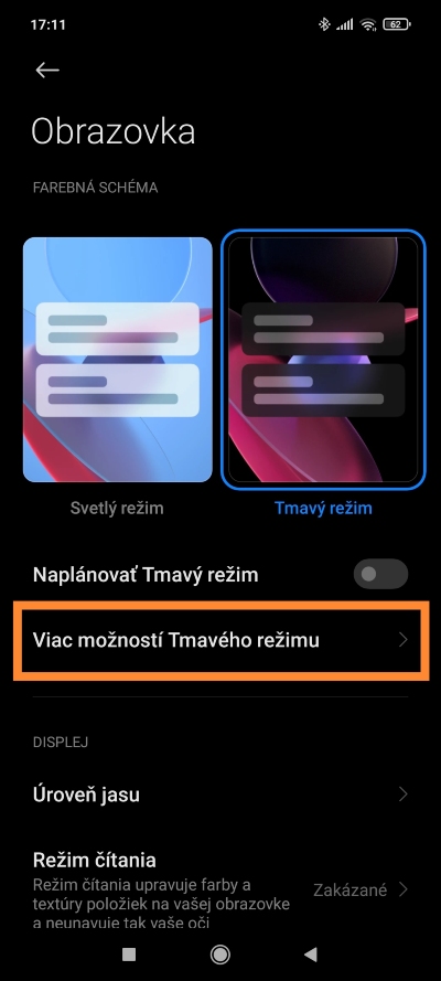Tmavé snímky obrazovky Xiaomi