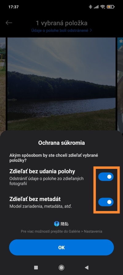 Odstránenie metadád MIUI galéria
