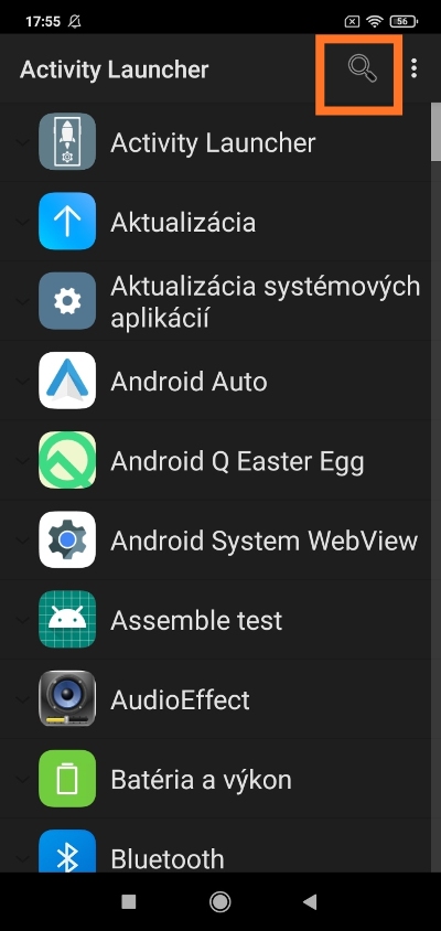 Activity launcher Druhý profil