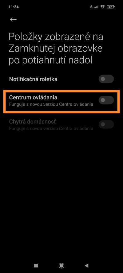 Skryť Centrum ovládania Xiaomi