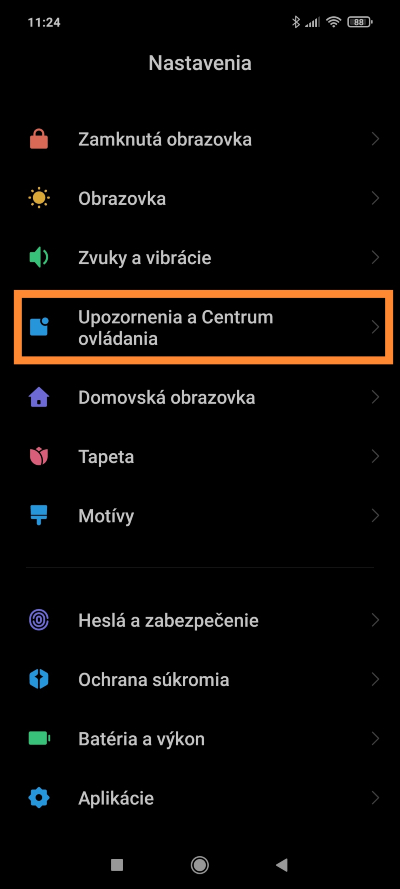 Skryť Centrum ovládania Xiaomi