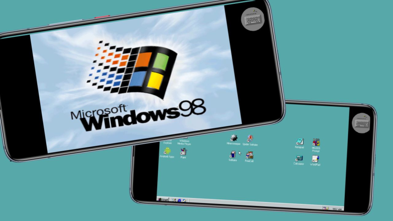 Windows 98 v Android smartfone_simulator