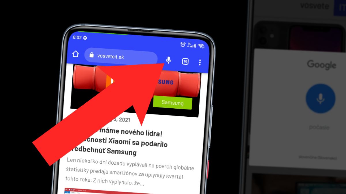 Google Chrome tlacidlo hlasoveho vzhladavania