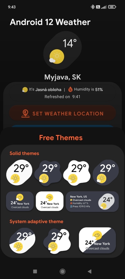 Android 12 počasie widgety