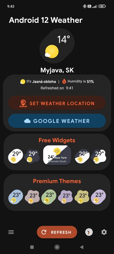 Android 12 počasie widgety
