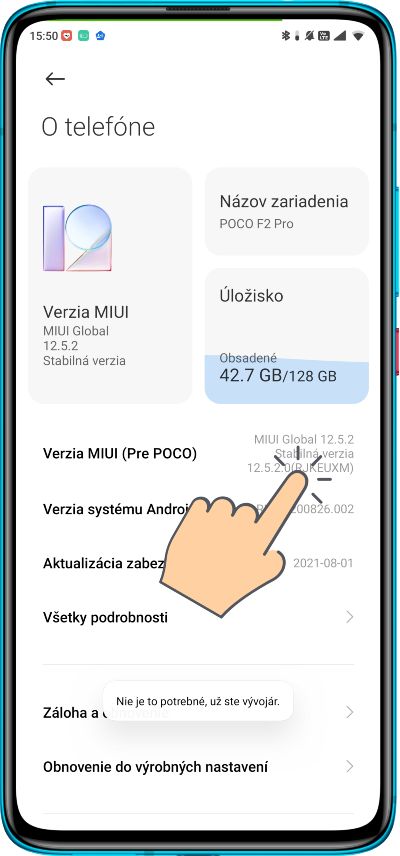 MIUI rezim pre vyvojarov