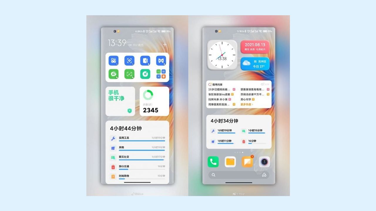 Nove widgety Xiaomi MIUI 13