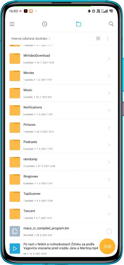 Spravca suborov Android smartfon