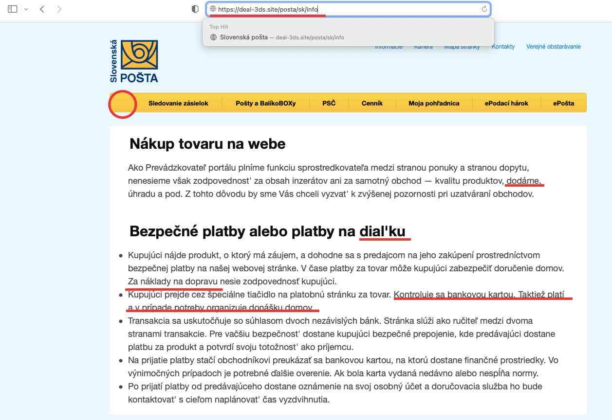 priklad podvodnej stranky