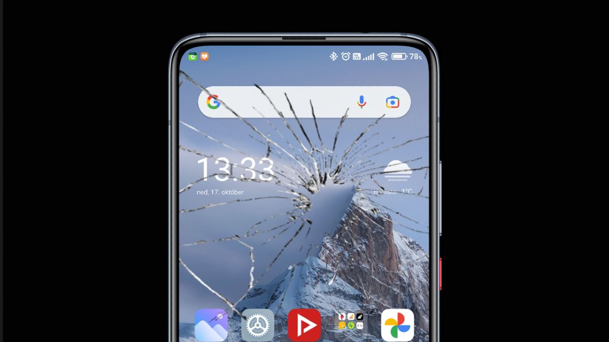 rozbity displej smartfonu