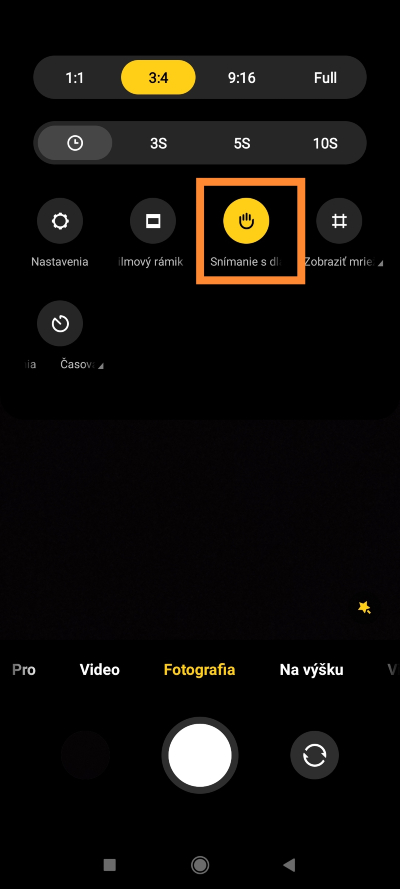 snímanie dlaňou Xiaomi