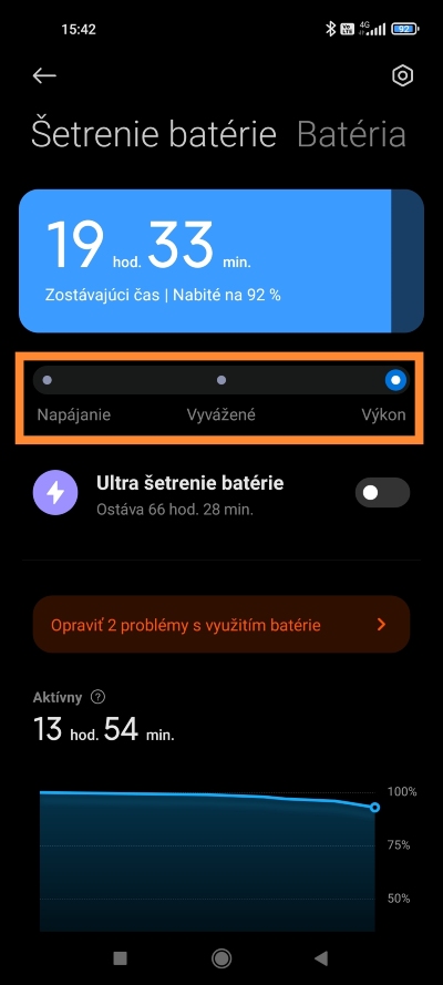Režim výkonu Xiaomi