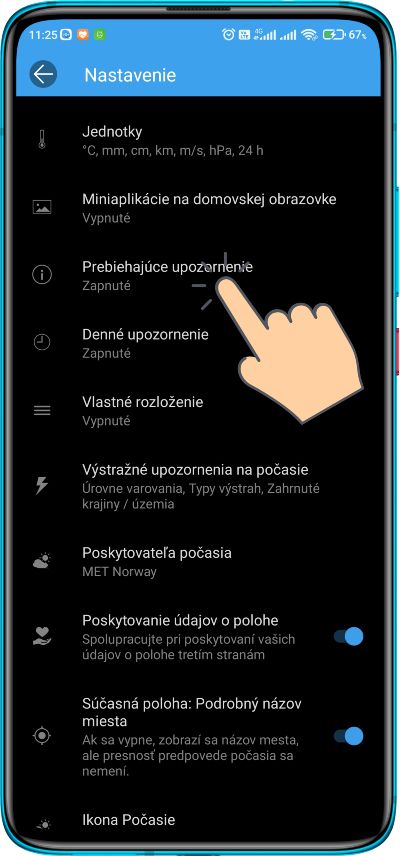 Weawow_aplikacia na pocasie_pridanie informacii o pocasii do notifikacnej listy_2